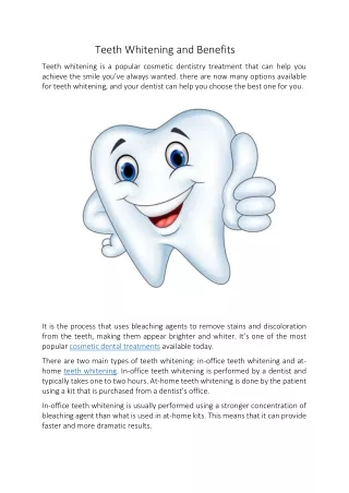 Teeth Whitening and Benefits
