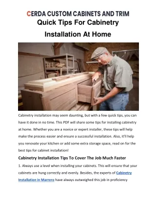 Quick Tips For Cabinetry Installation At Home