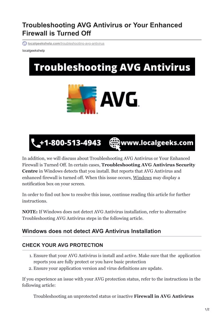 troubleshooting avg antivirus or your enhanced