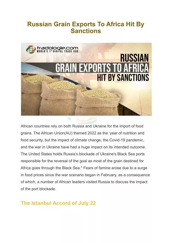 russian grain exports to africa hit by sanctions