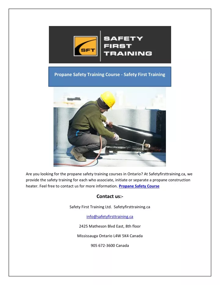 propane safety training course safety first