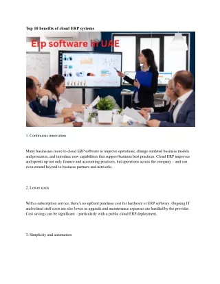 top 10 benefits of cloud erp systems