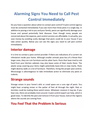 Alarming signs you need to call pest control immediately