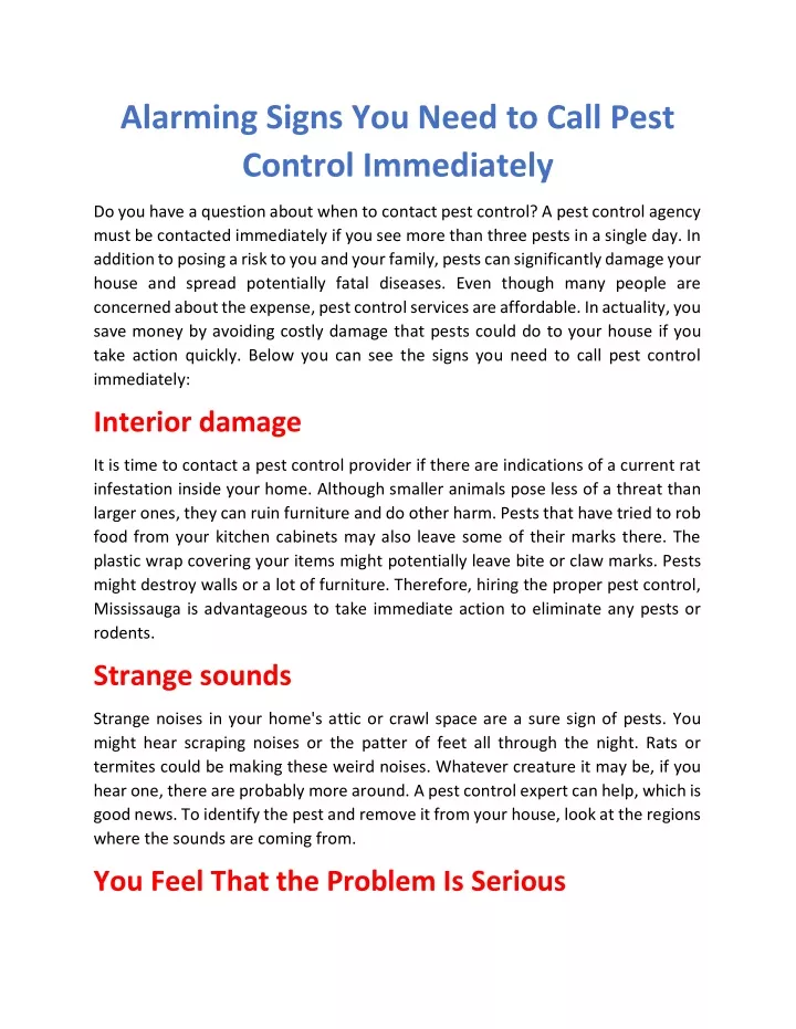 alarming signs you need to call pest control