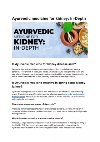 Ayurvedic medicine for kidney In-Depth
