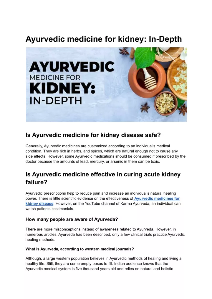 ayurvedic medicine for kidney in depth