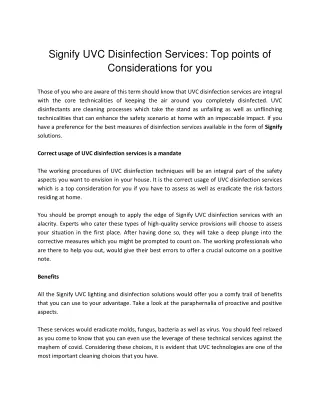 signify uvc disinfection services top points