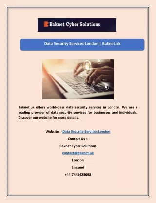 Data Security Services London | Baknet.uk