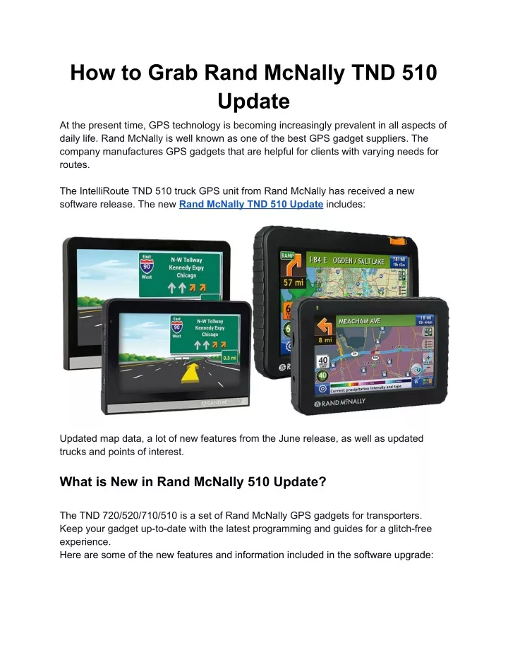 how to grab rand mcnally tnd 510 update