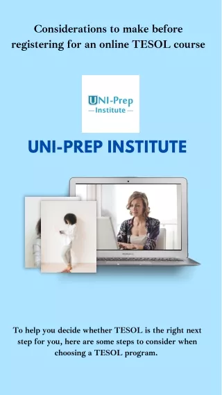 Get Register For An Online TESOL Course |UNI-Prep Institute