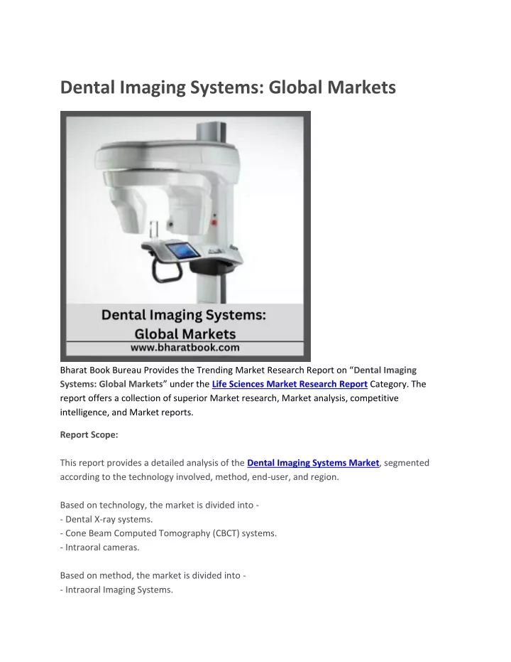 dental imaging systems global markets