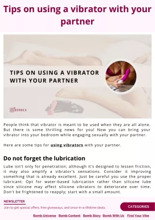 Tips on using a vibrator with your partner