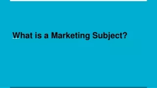what is a marketing subject