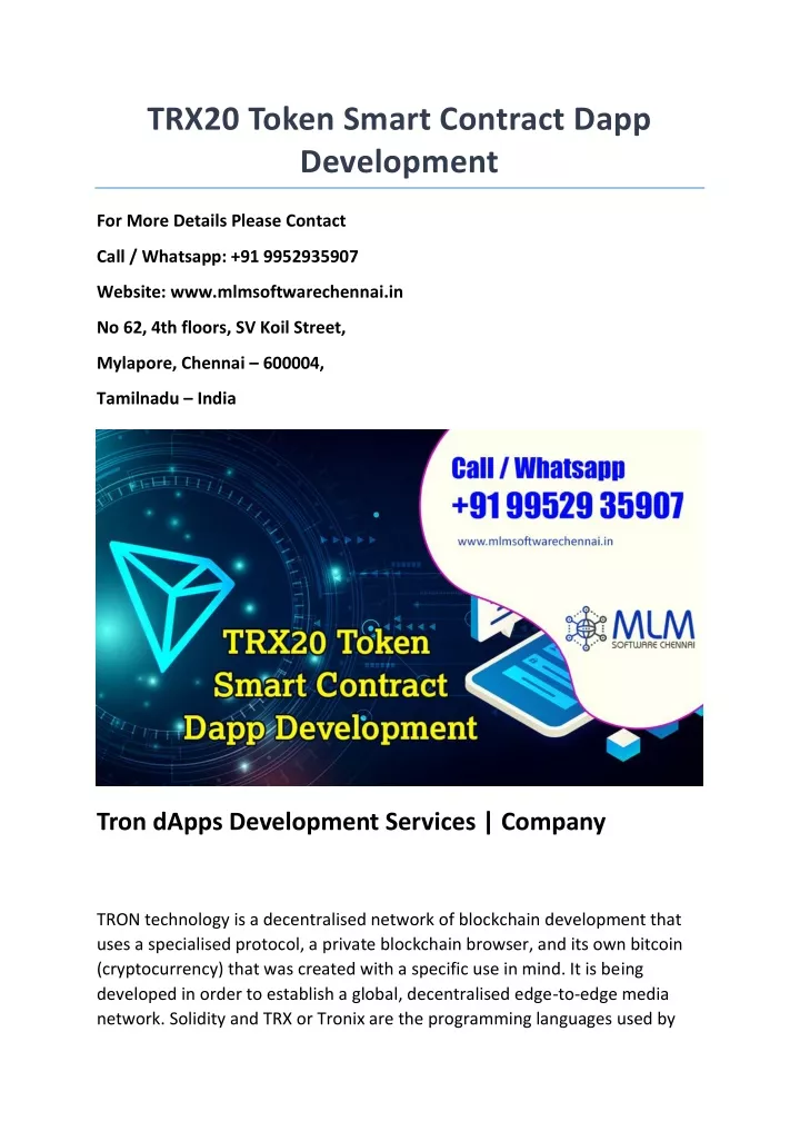 trx20 token smart contract dapp development