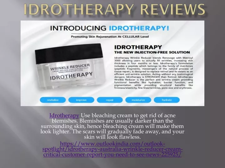 idrotherapy use bleaching cream