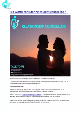 Is it worth considering couples counseling