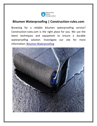 Bitumen Waterproofing  Construction-rules.com