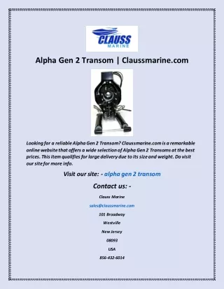 alpha gen 2 transom claussmarine com