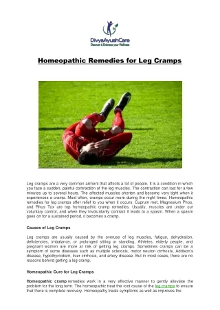 Homeopathic Remedies for Leg Cramps