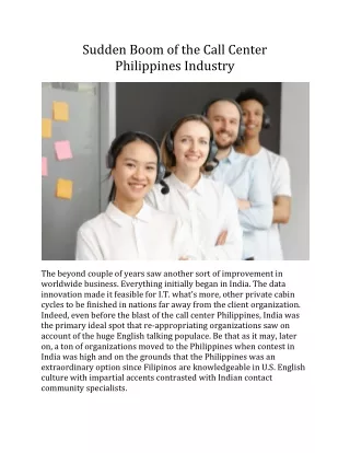 Sudden Boom of the Call Center Philippines