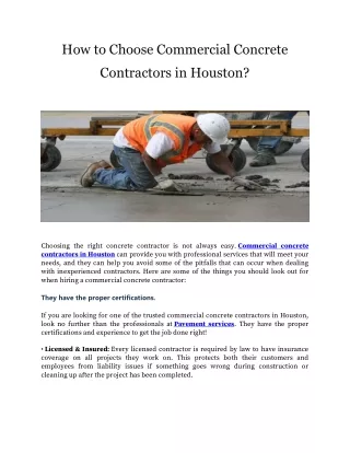 How to Choose Commercial Concrete Contractors in Houston?