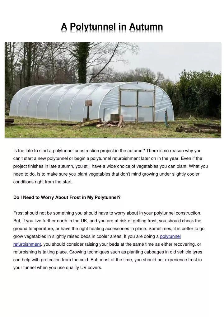 a polytunnel in autumn