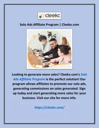 Solo Ads Affiliate Program | Cleeko.com