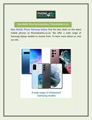 New Mobile Phone Samsung Galaxy Phonedeals4u.co.uk