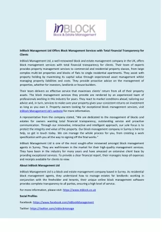 inblock management ltd offers block management