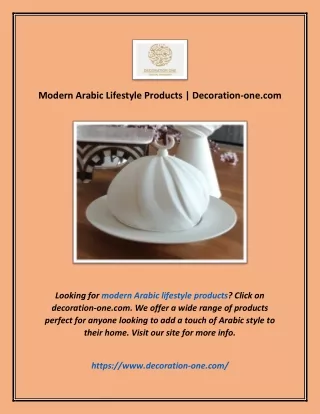 Modern Arabic Lifestyle Products | Decoration-one.com