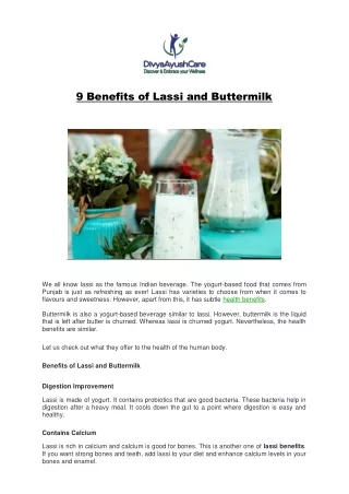 9 Benefits of Lassi and Buttermilk