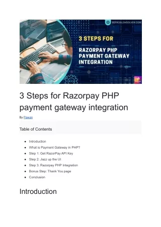 3 Steps for Razorpay PHP payment gateway integration