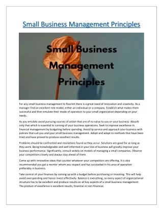 Small Business Management Principles