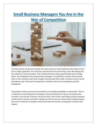 Small Business Managers You Are in the War of Competition