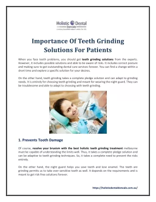 Importance Of Teeth Grinding Solutions For Patients