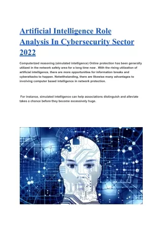 Artificial Intelligence Role Analysis In Cybersecurity Sector 2022