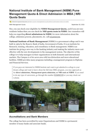 national institute of bank management nibm pune