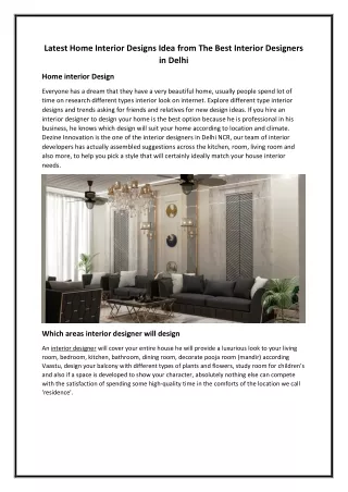 Latest Home Interior Designs Idea from The Best Interior Designers in Delhi