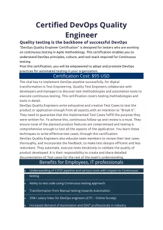 Certified DevOps Quality Engineer