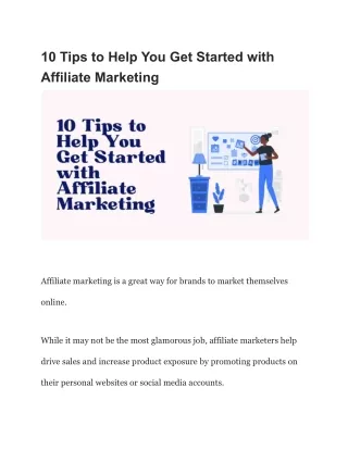 10 Tips to Help You Get Started with Affiliate Marketing