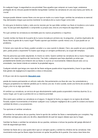 ¿Es aconsejable cambiar las cerraduras al cambiarse de casa?