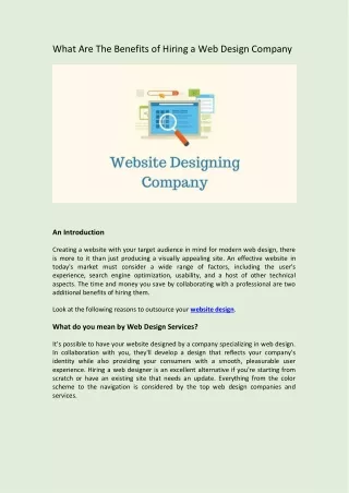 What Are The Benefits of Hiring a Web Design Company