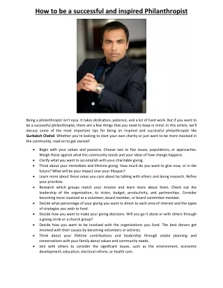 Gurbaksh Chahal ! How to Become a Successful Philanthropist
