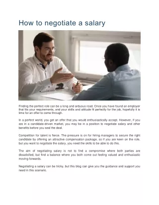 how to negotiate a salary