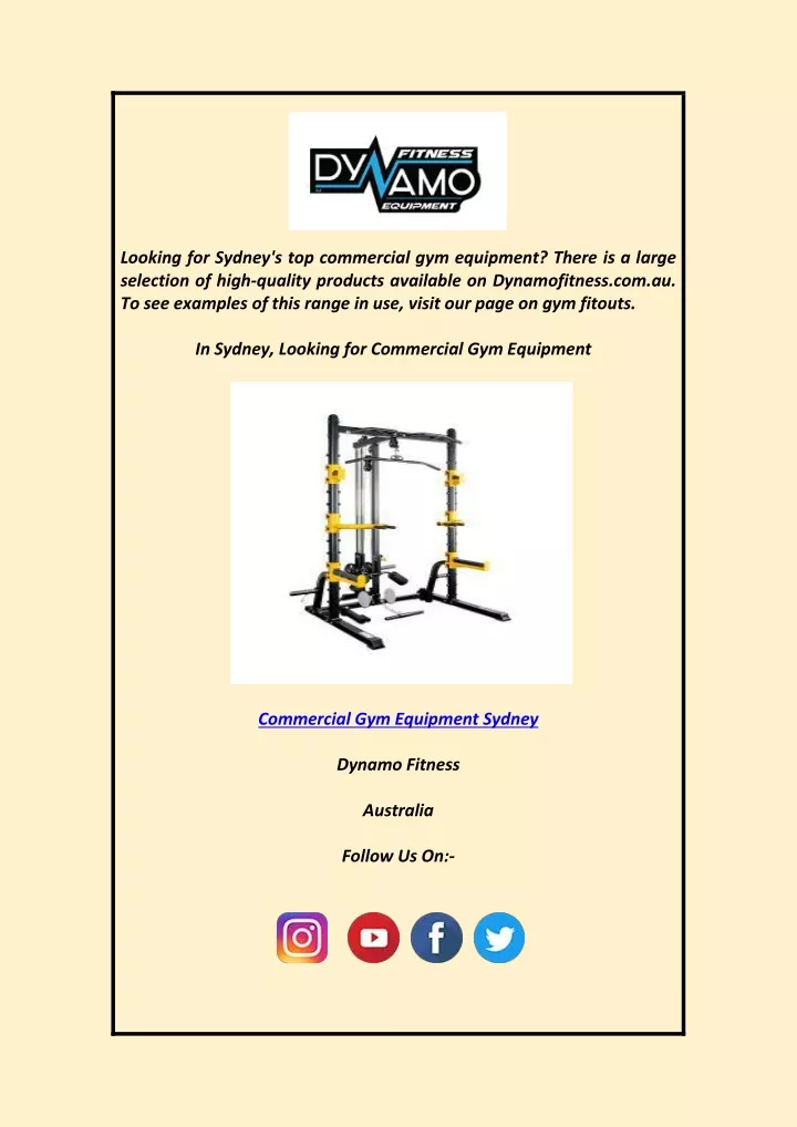looking for sydney s top commercial gym equipment