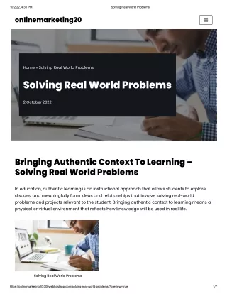 Solving Real World Problems