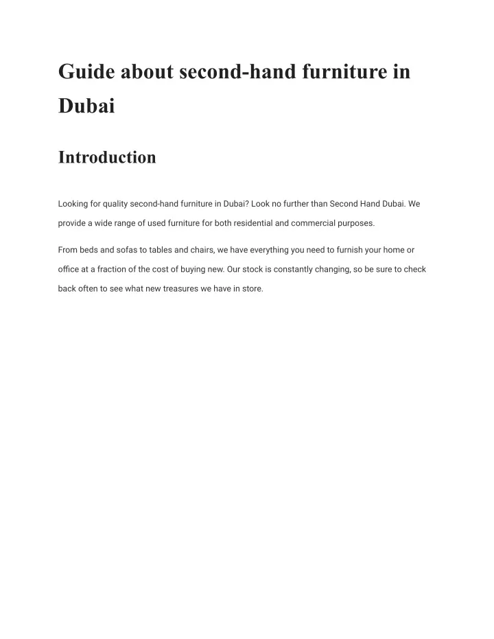 guide about second hand furniture in dubai