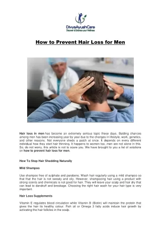 How to Prevent Hair Loss for Men