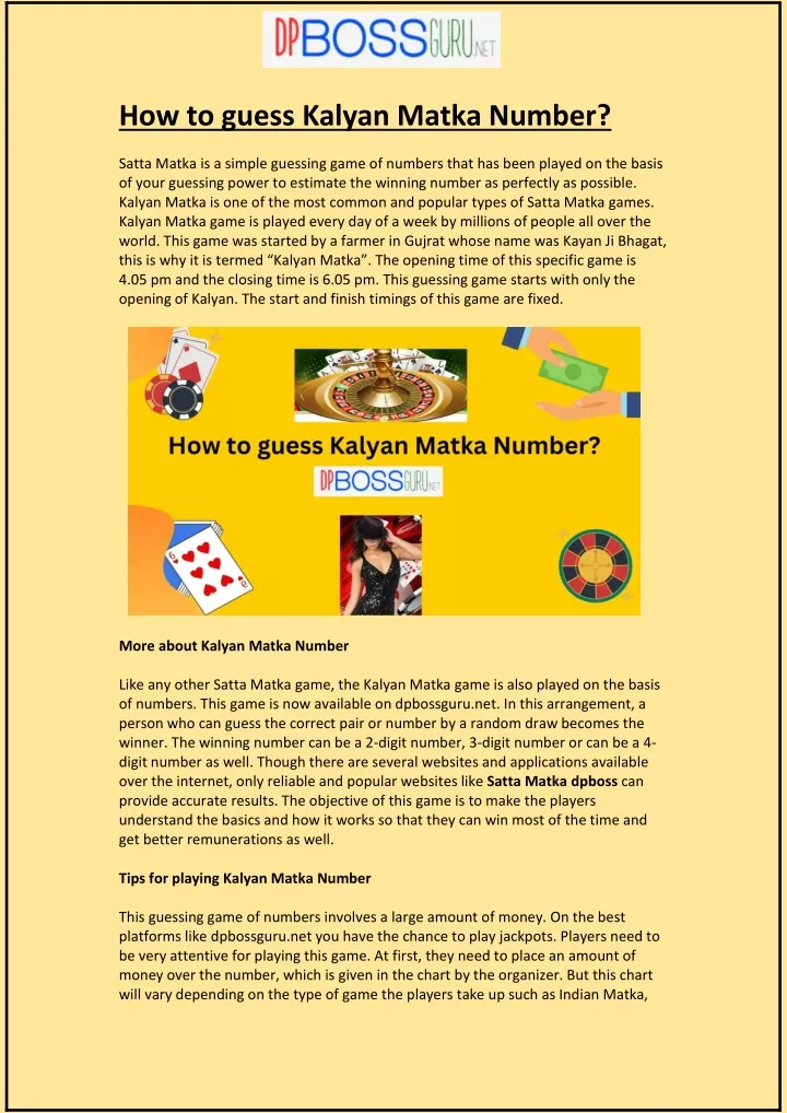 how to guess kalyan matka number