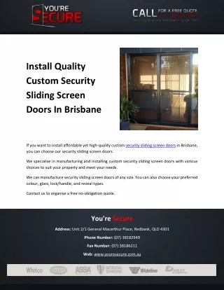 install quality custom security sliding screen